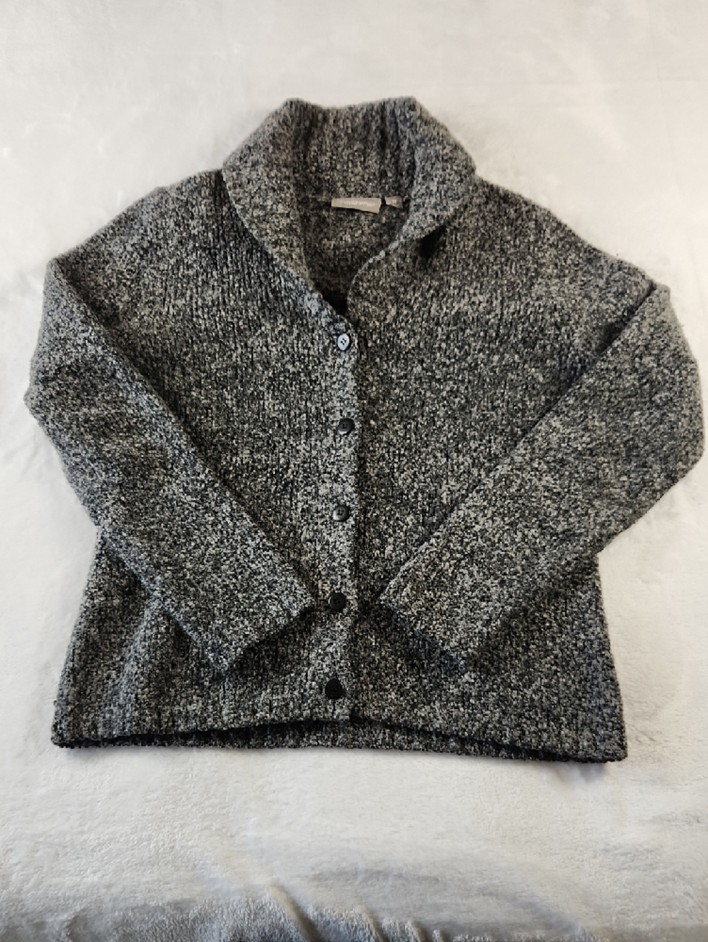 croft & barrow Marled Gray Shawl-Collar Button Sweater - Picture 10 of 16
